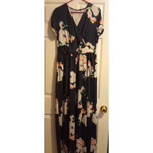 Ouges Navy Floral Maxi Dress